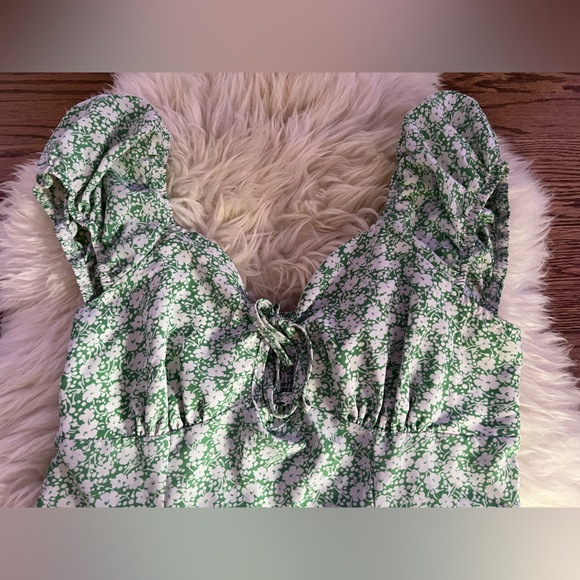 Green floral print mini dress - Picture 3 of 3